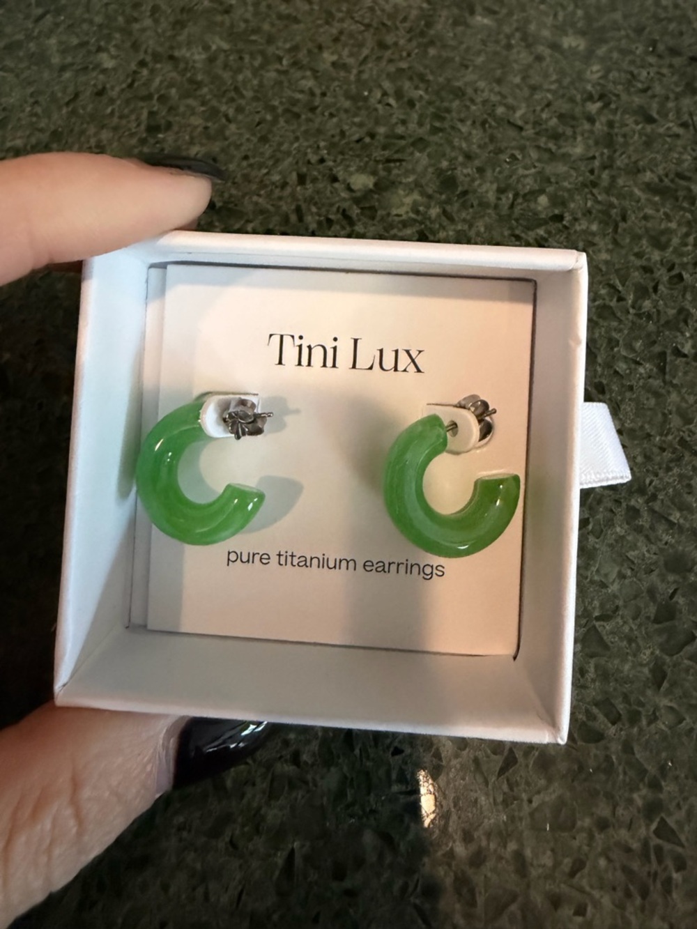 Titanium! Tini Lux Jade Hoops